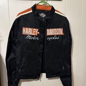 Harley-Davidson Black Jacket with Orange and White Accents